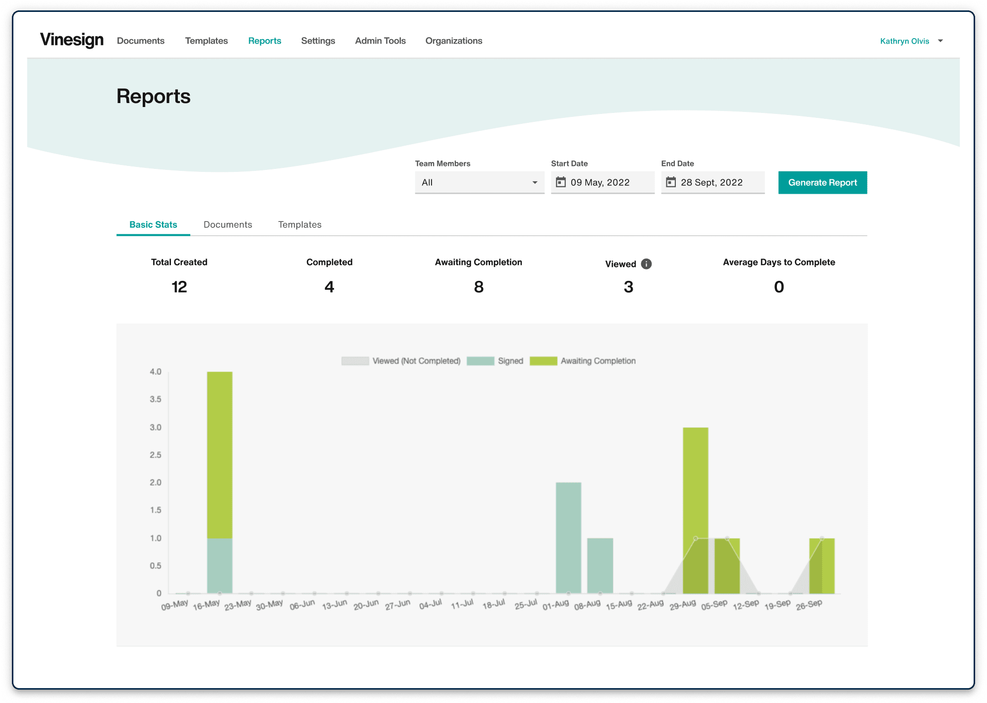 Reporting in Vinesign